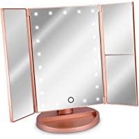 Navaris Espejo cosmético LED Plegable - Espejo tríptico de Maquillaje con iluminación - Espejo con Pliegues de aumentos…